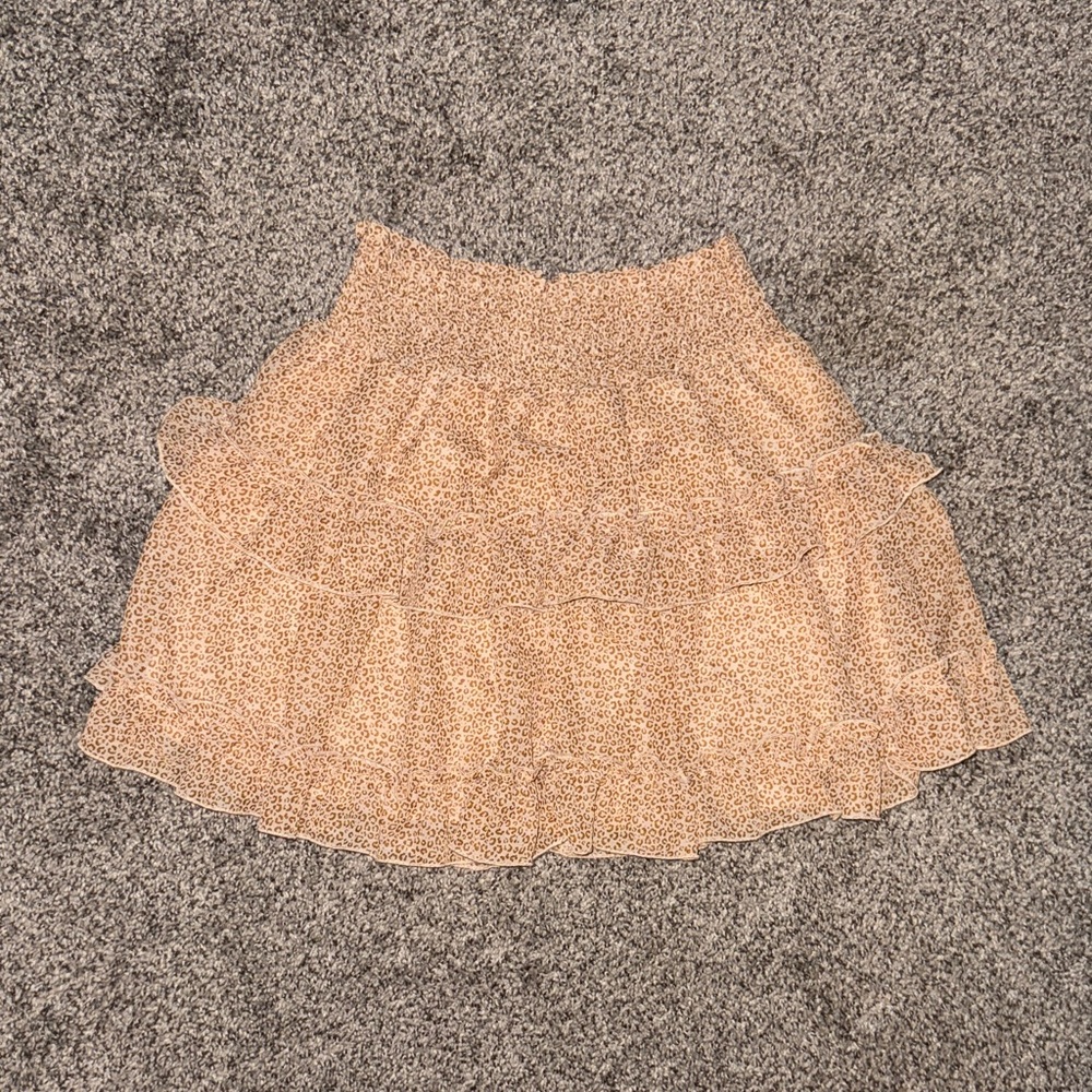 Altar'd State Tan Ruffle Mini Skirt